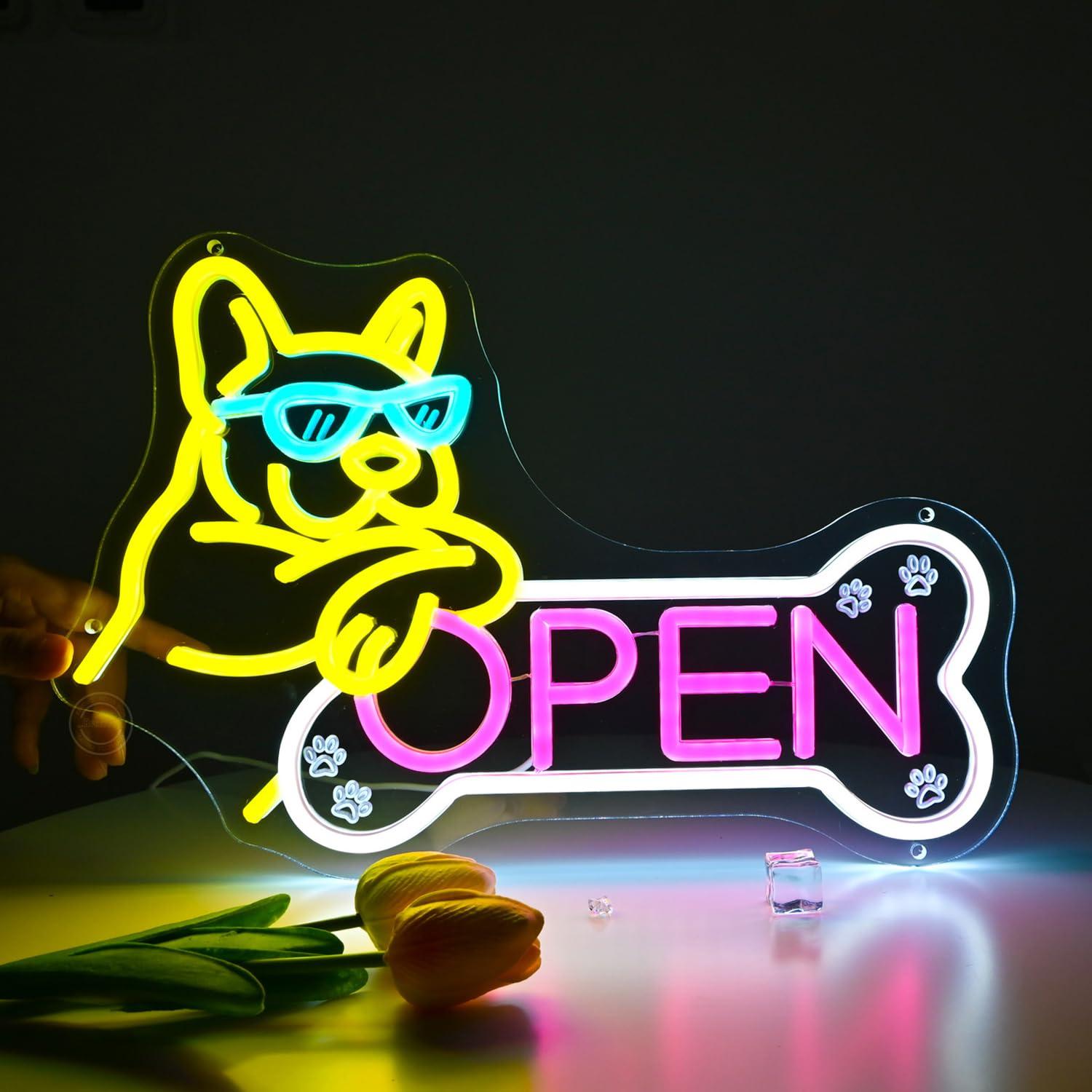 Spa & Wellness Zámeček Petrovice - Neon-Schild 'Pet Shop Open' mit USB-betriebener
