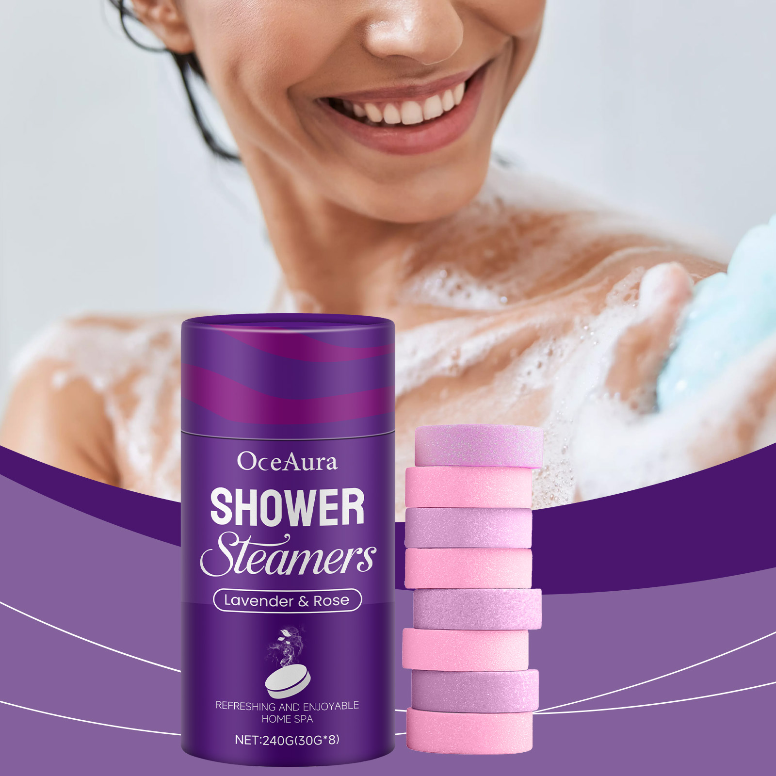 Shower Steamer Tablet - Rose Lavendel Aromatherapie Dusche Dampfer Tabletten