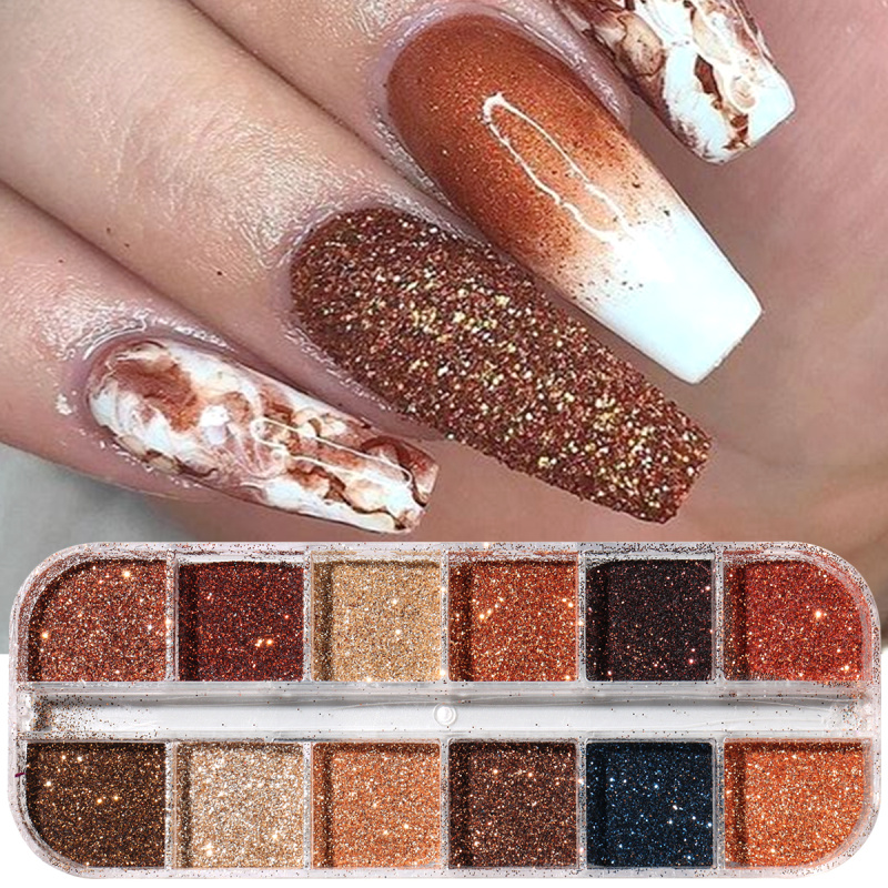 Sugar Scrub Coffee - Glänzender kaffeebrauner Nagelglitzer, feines Zuckerpulver, glitzernde